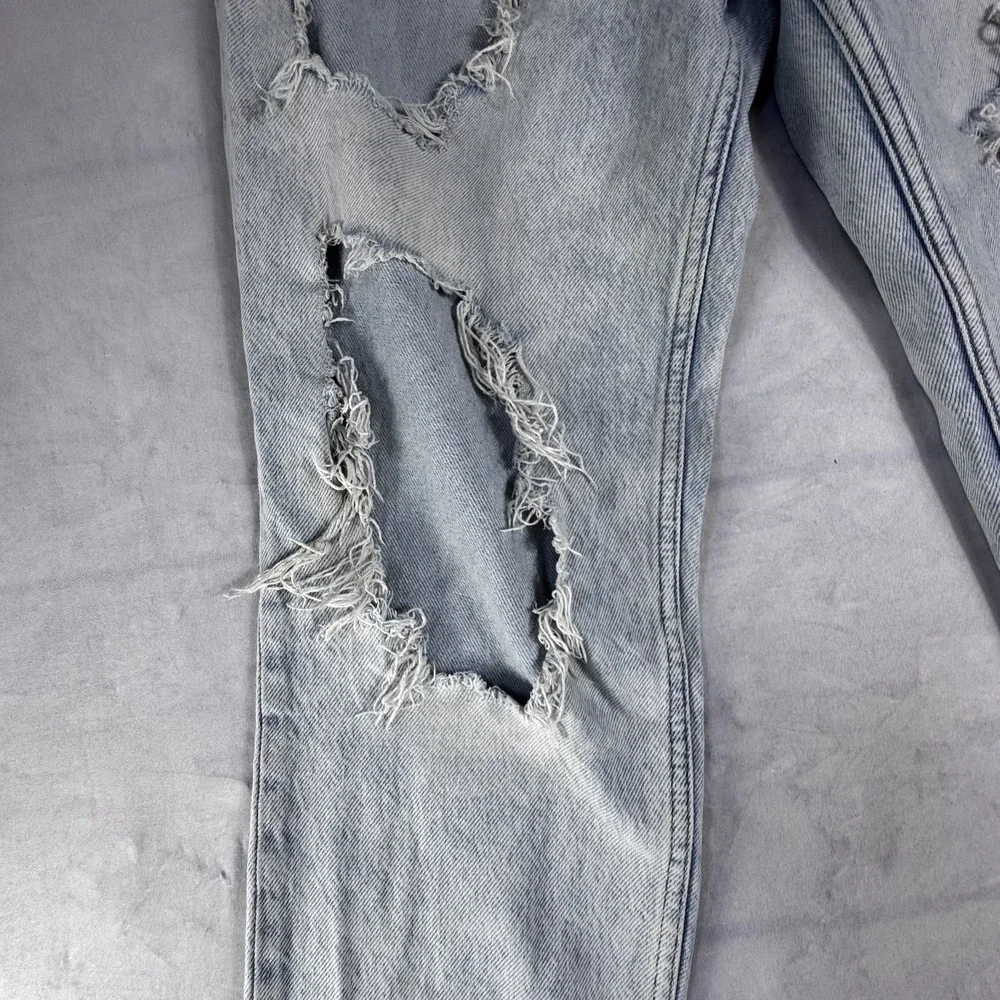 Aeropostale‎ Womens Mom Jeans Light Blue Washed Denim Casual Ripped Distressed 4
